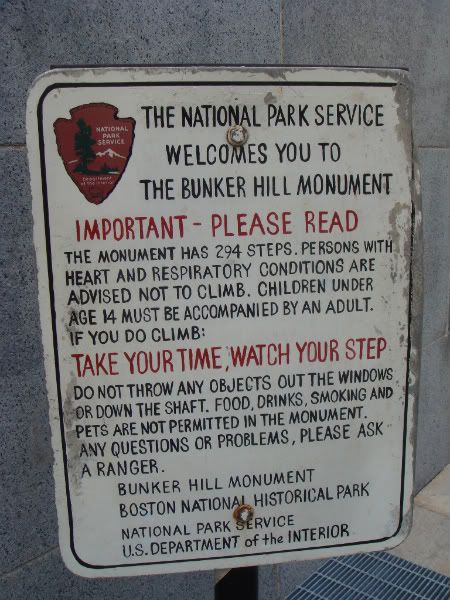Bunker Hill Monument Warning