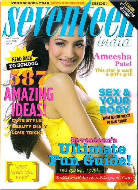amisha patel posing for seventeen magazine