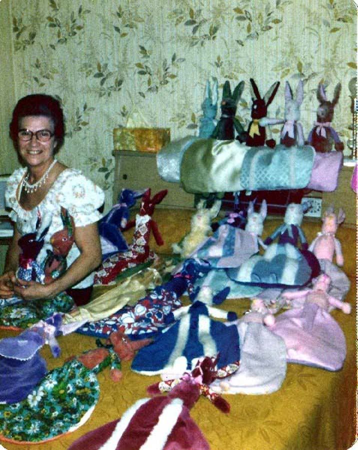 Mary with her Bunny bags