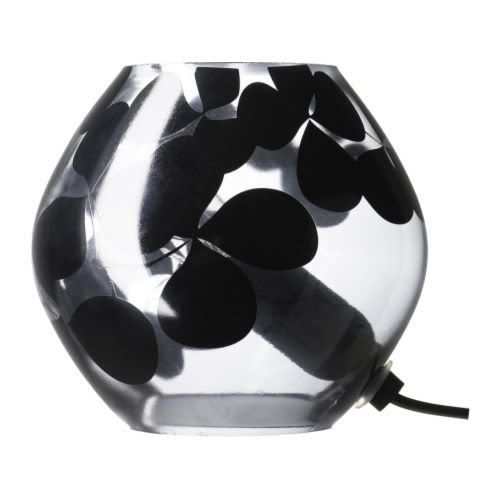 Ikea Knubbig Black Floral Glass Light Table Lamp with Bulb eBay