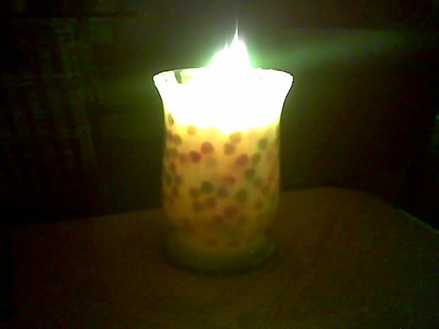 Valentine's Candle Lit at Night