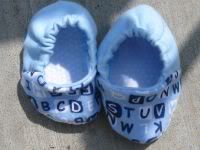 48 Hour FFS "Drawing" Blue Alphabet 0-3 months Booties/Shoes