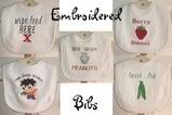 Embroidered Baby Bibs, Sweet Pea, Berry Sweet, Peanuts, Trouble & Treasure