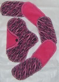 ~Mini~ Pink & Black Zebra Knit Terry Topped Mama Pad w/ 5 Knit Terry & Flannel Insert SALE
