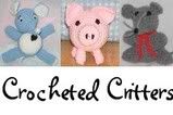 Crocheted Critters, Elephant, Mouse & Piggy