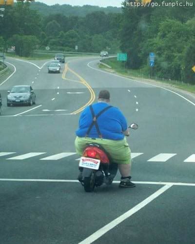 fat guy on bike pic. Fat guy on a little ike