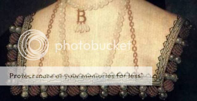 Neckline detail of Anne's dress