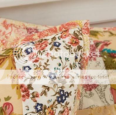   COTTAGE CHIC Floral Patchwork QUILT SET Queen Warm Peach Pastel Cotton