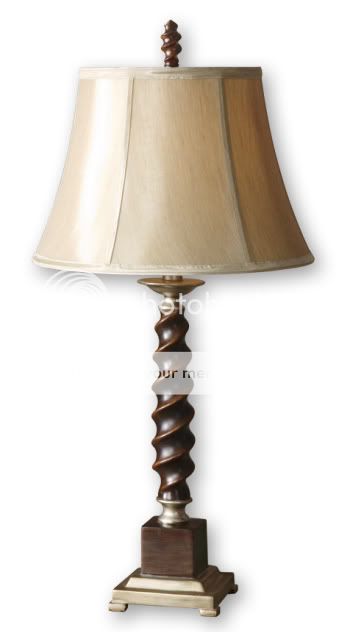 FRENCH COUNTRY S/2 Barley TABLE LAMP Twist Twisted Wood  