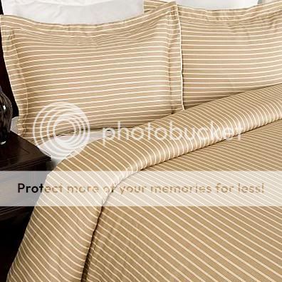 Summer Stripe DUVET COVER SET Beige Taupe Queen 100% Cotton NEW  