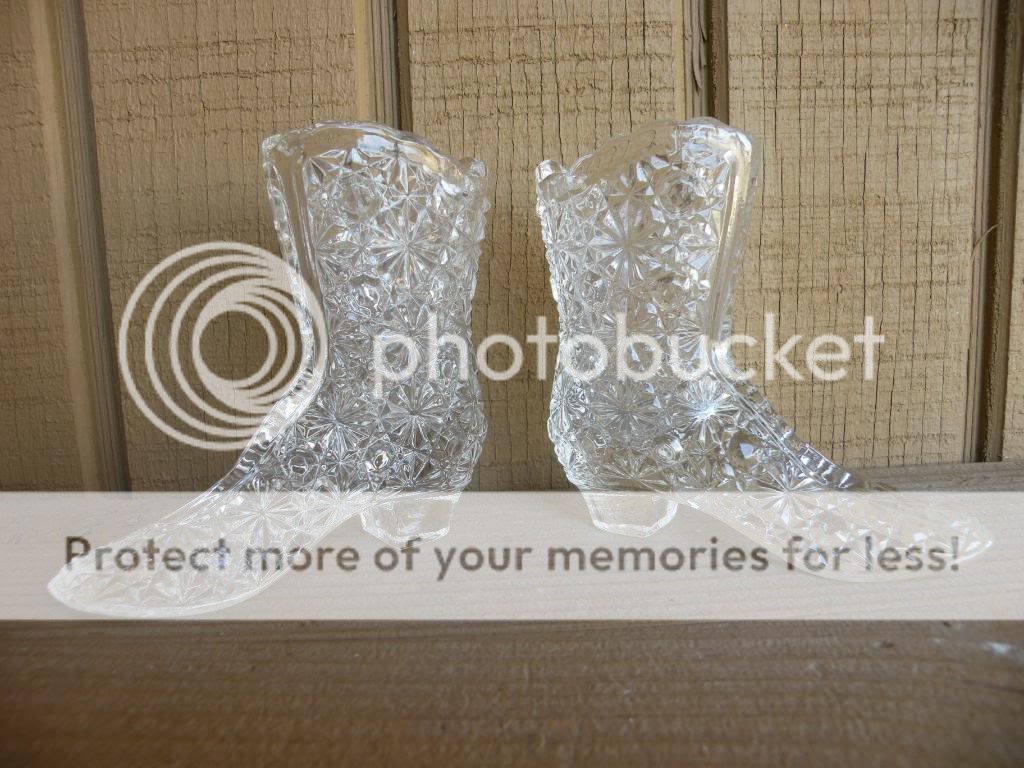 Fenton Clear Glass Tow Pieces Boots Shoe L@@K  