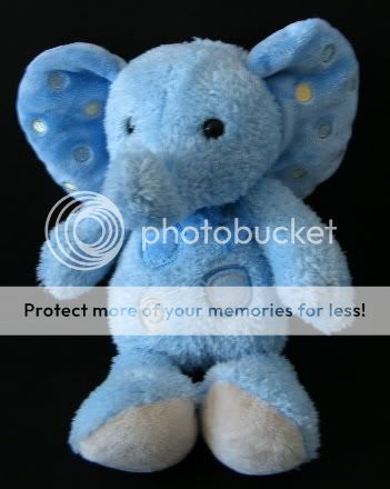 Blue Carters Plush Elephant Dots Tan Feet Baby Lovey  